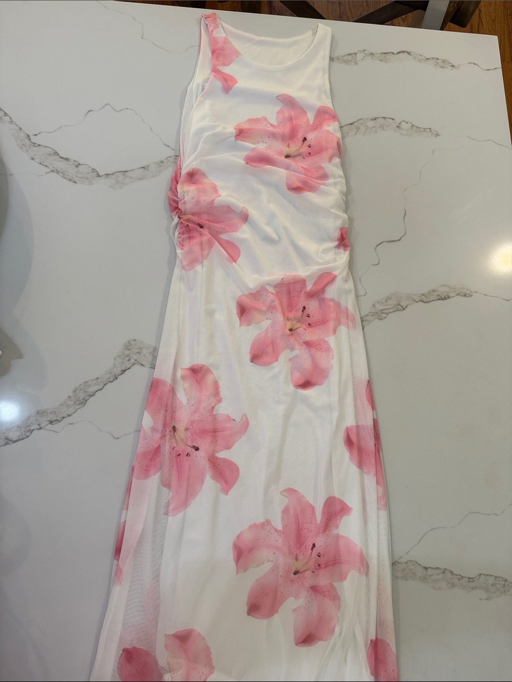 SHEIN White Dress with Pink Panel